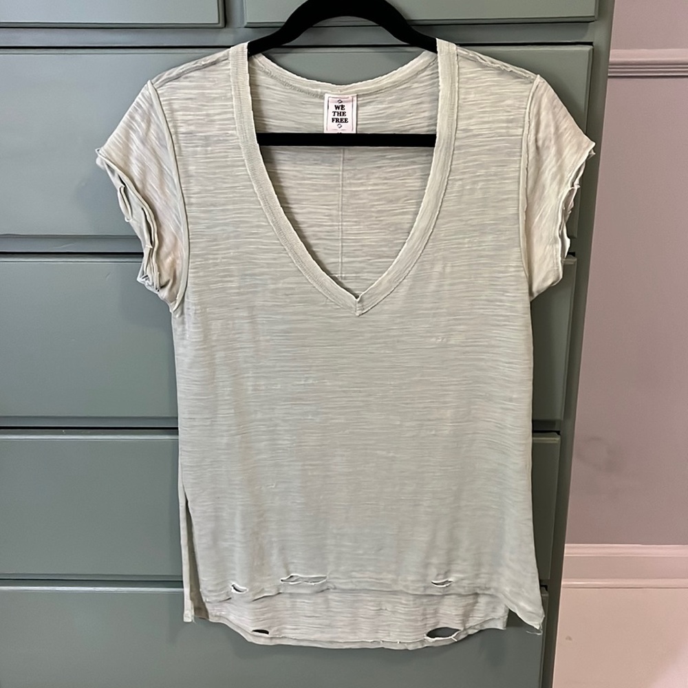 We The Free Distressed V-Neck Shirt